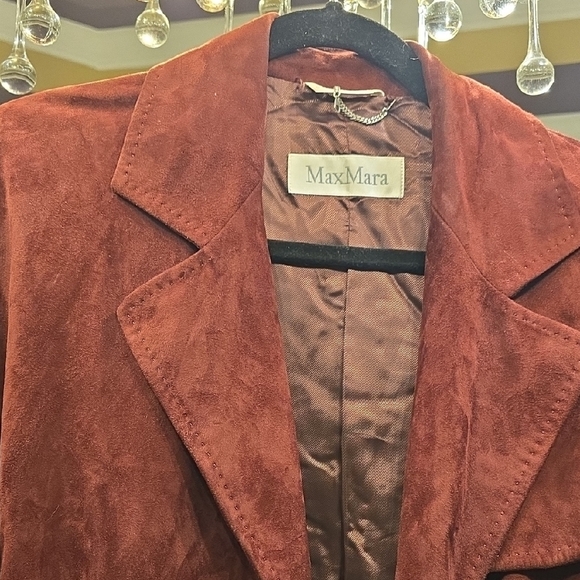 MaxMara Suede Belted Blazer - Soft Burgundy - Picture 9 of 16